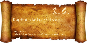 Kupferstein Olivér névjegykártya